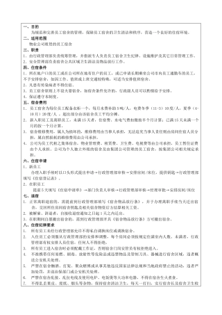 LJ-C-W165员工宿舍管理制度作业指导书(A0版080506)