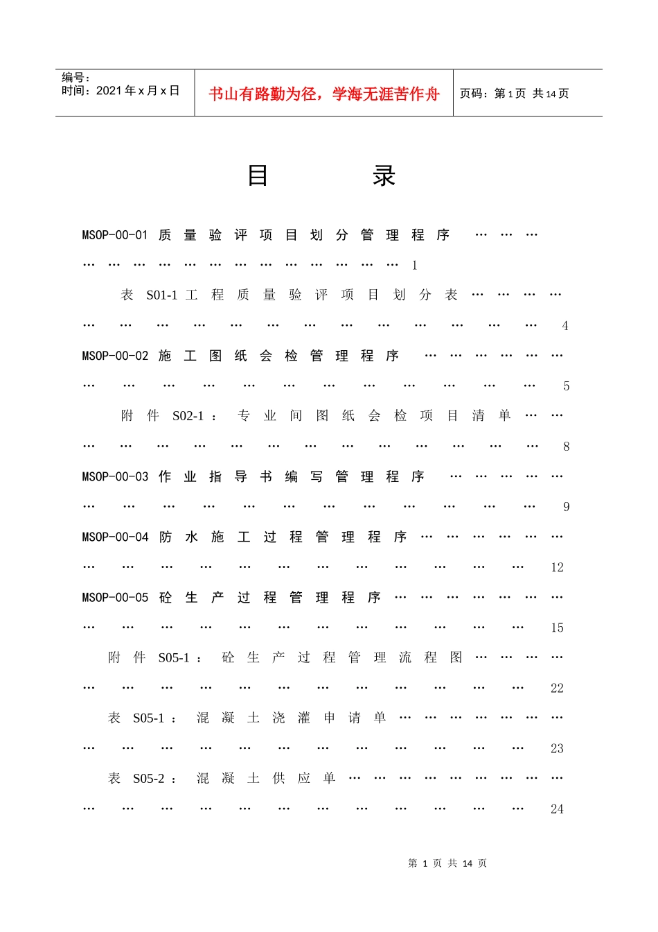 MSOP-00-01质量验评项目划分管理程序_第1页