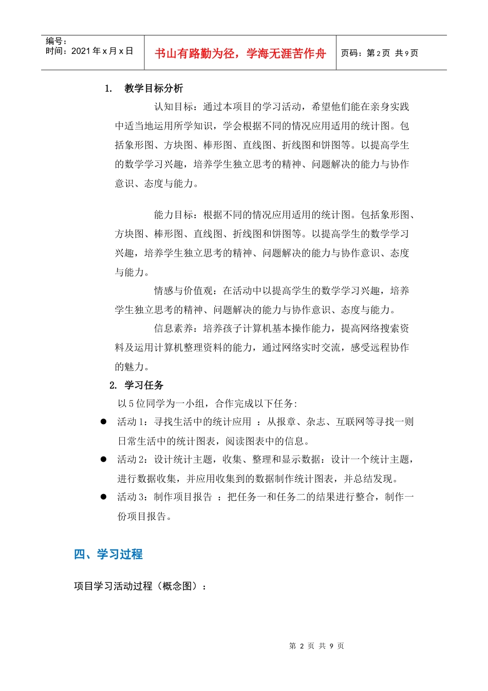 PBL项目计划书模板_第2页