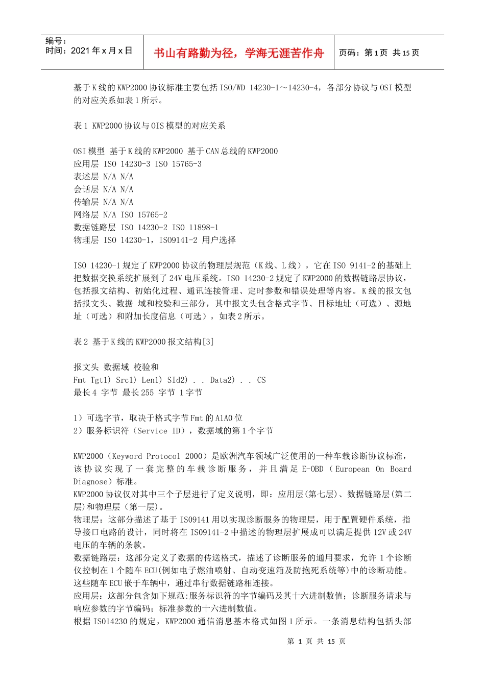 KWP2000诊断通讯协议_第1页