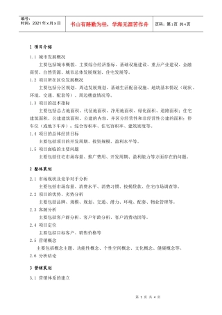 PIG201项目经营策划书编制提纲