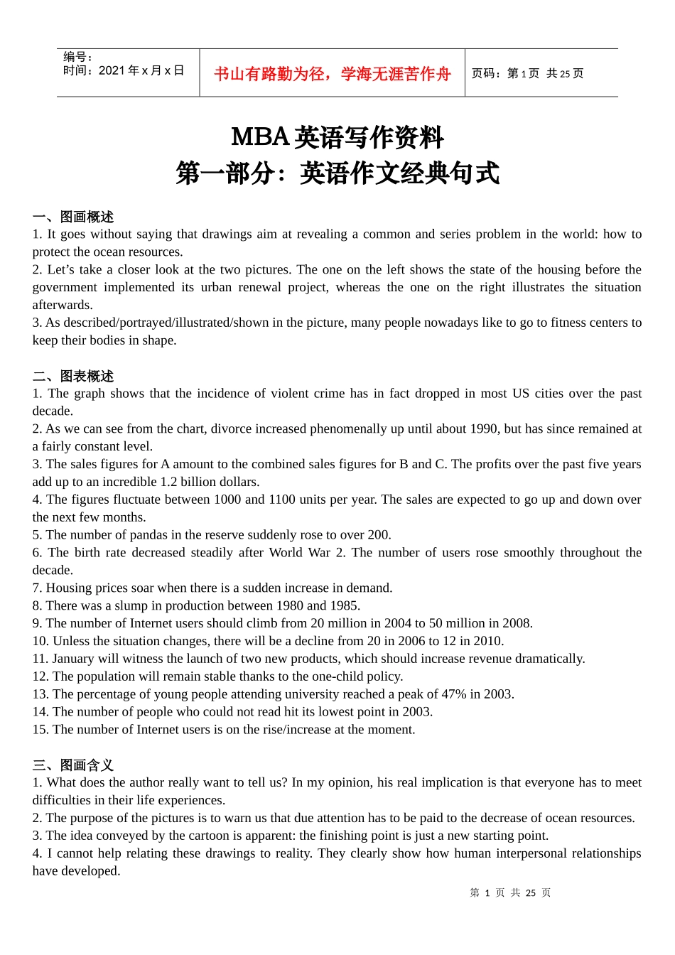 MBA英语写作经典解析及习题_第1页