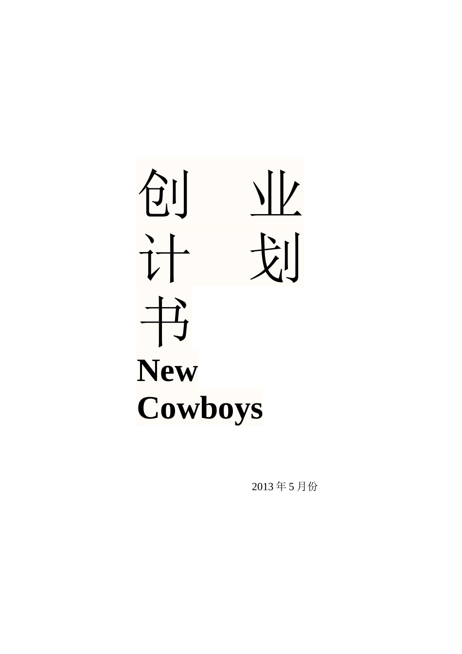 NewCowboys创业计划书_第1页