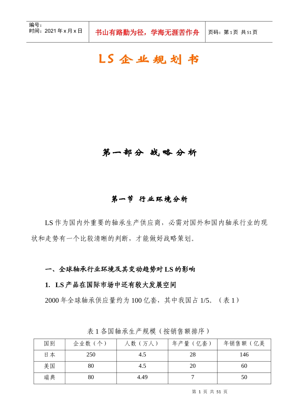 LS企业规划书_第1页