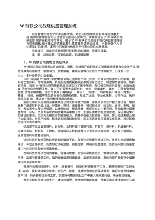 W 钢铁公司战略供应管理系统