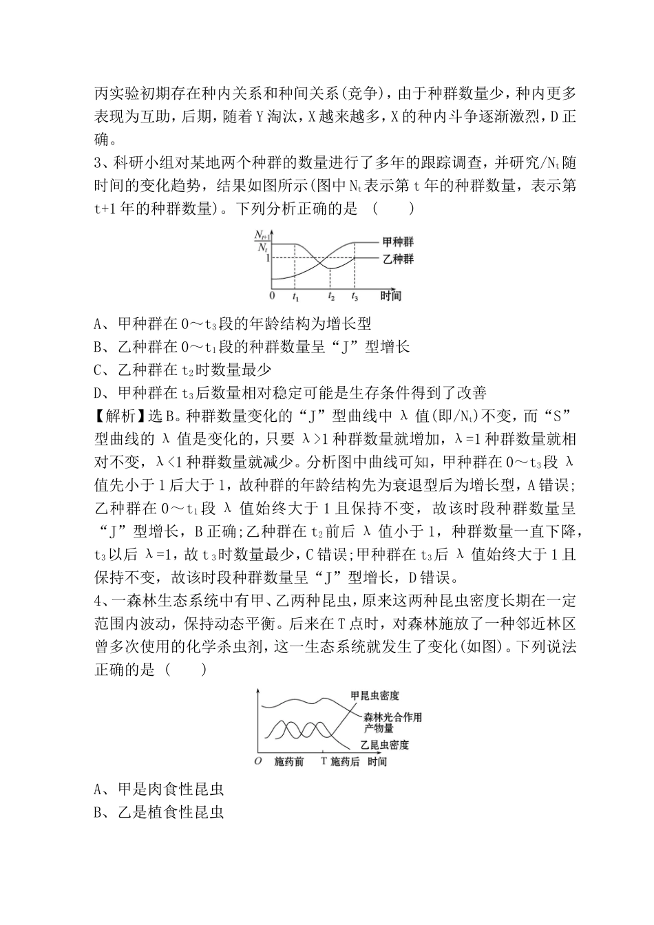 高考重点冲关练 群落的结构和演替测试题_第2页