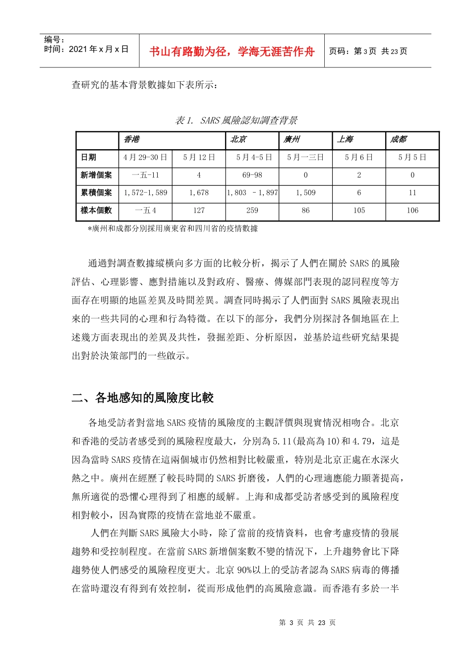 SARS的风险认知与应对行为调查报告_第3页