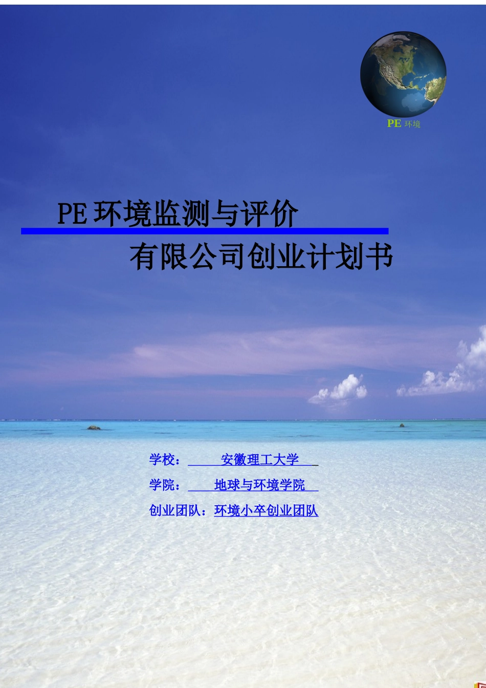 PE环境监测与评价有限公司创业计划书修改稿_第1页