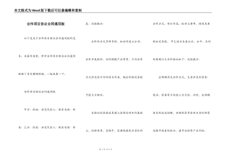 合作项目协议合同通用版