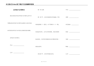 合作拍片合同样式