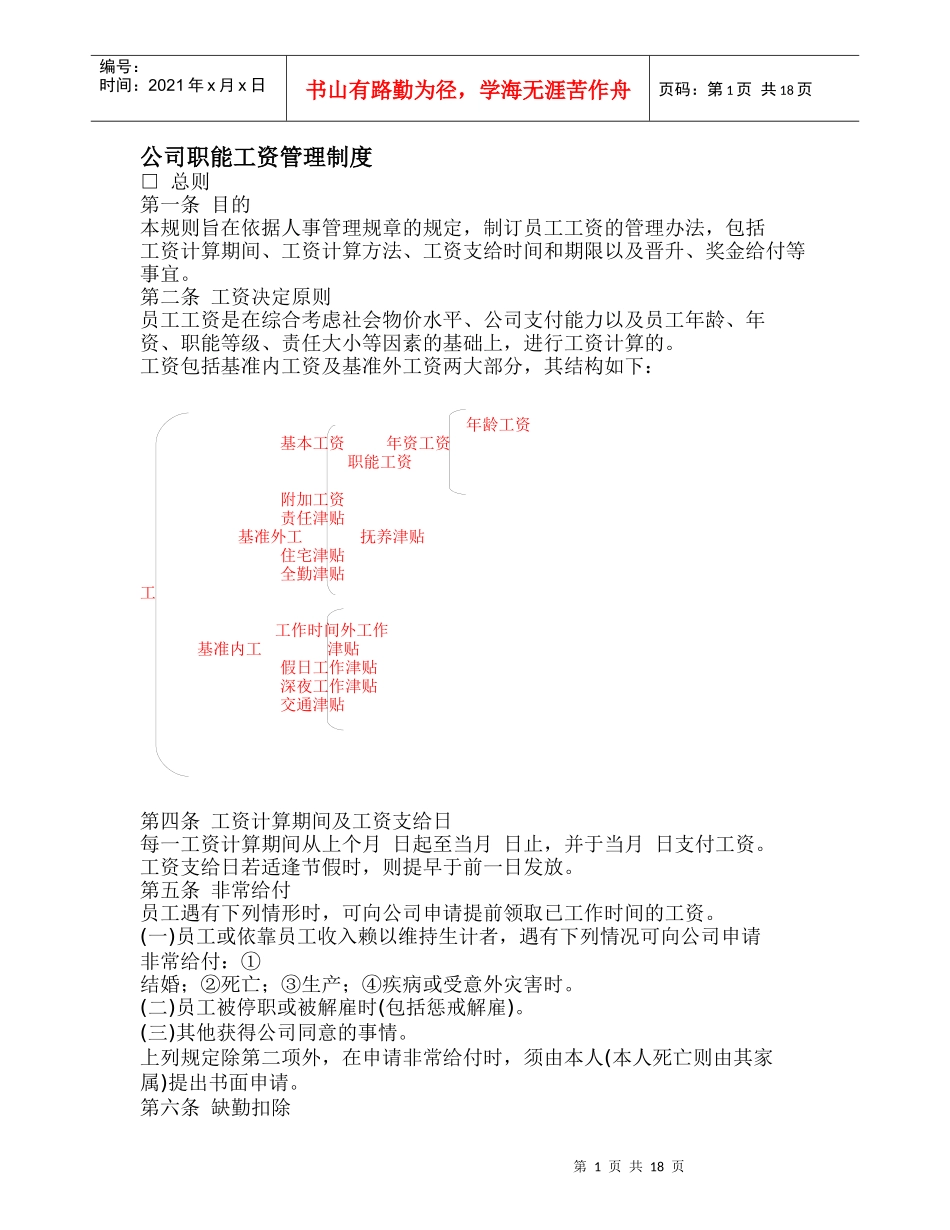 u公司职能工资管理制度_第1页