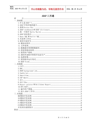 ABAP三月通项目介绍