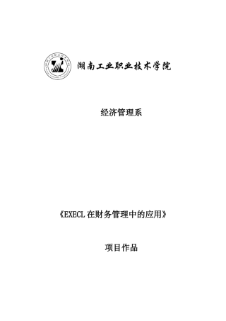EXECL在财务管理中的应用项目