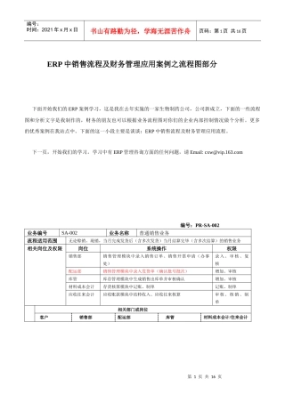 ERP中销售流程与财务管理之流程图部分