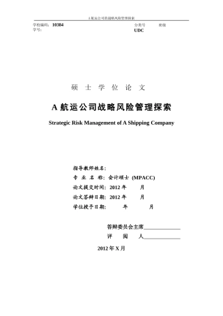 A航运公司战略风险管理探索论文