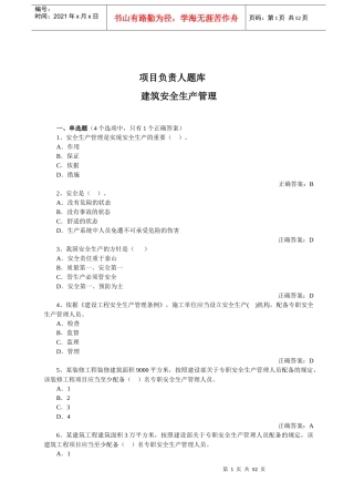 B项目负责人安全管理