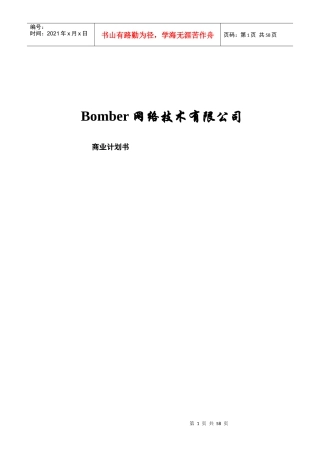 Bomber网络技术有限公司商业计划书