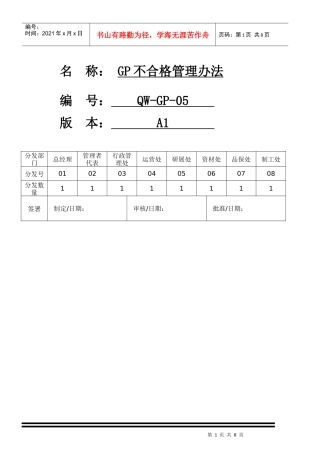 GP不合格管理办法