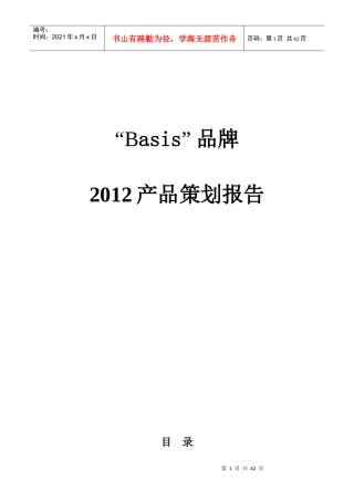 Basis品牌产品策划报告