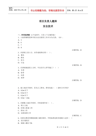 B项目负责人安全技术