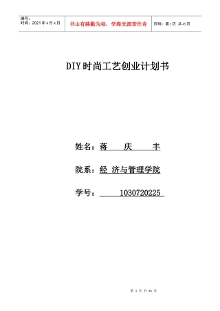 DIY时尚工艺创业计划