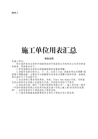 B施工单位用表汇总