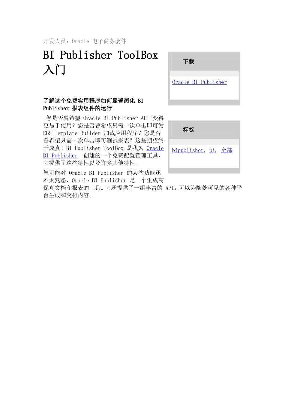 BI Publisher ToolBox 入门知识点梳理汇总_第1页