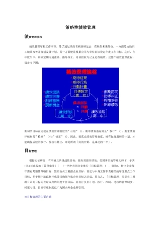 企业策略性绩效管理概要