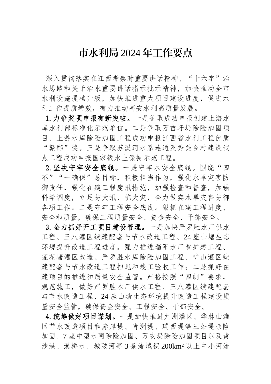 市水利局2024年工作要点_第1页