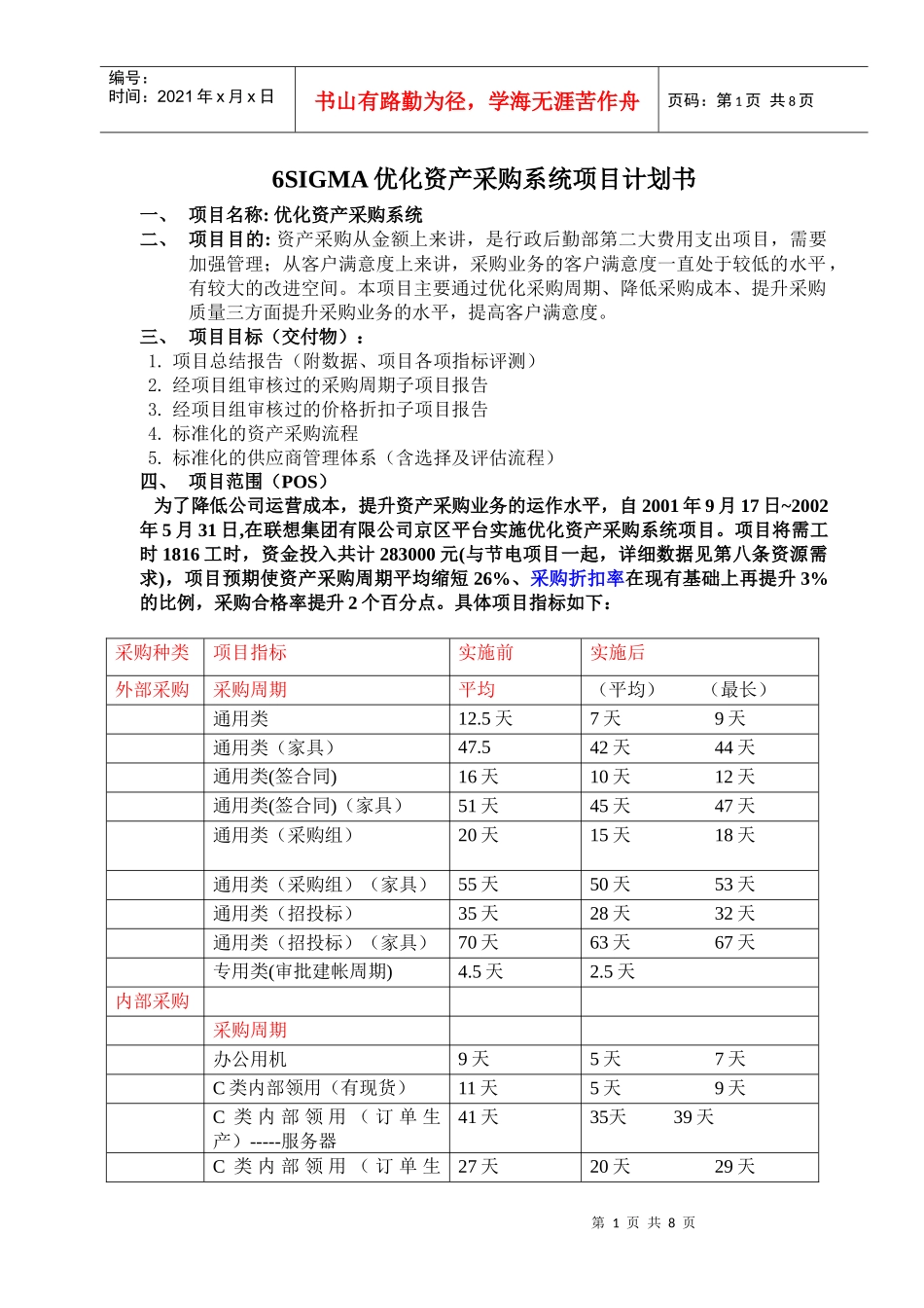 优化资产采购管理项目计划书(doc 7)_第1页