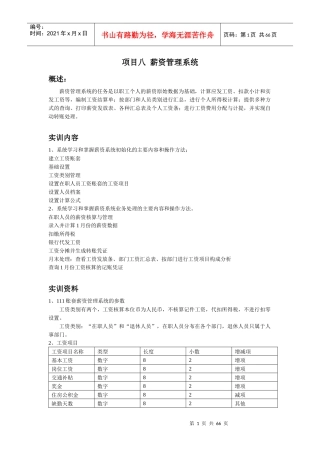 会计电算化项目八,九,十