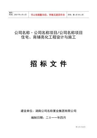住宅、商铺亮化工程设计与施工招标文件(DOC16页)
