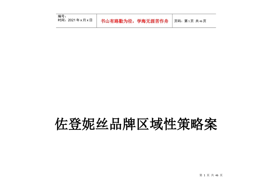 佐登妮丝品牌区域策略案_第1页