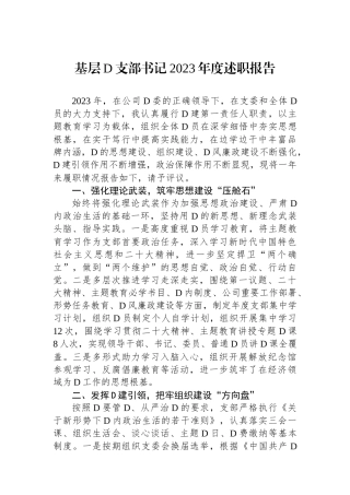 基层党支部书记2023年度述职报告