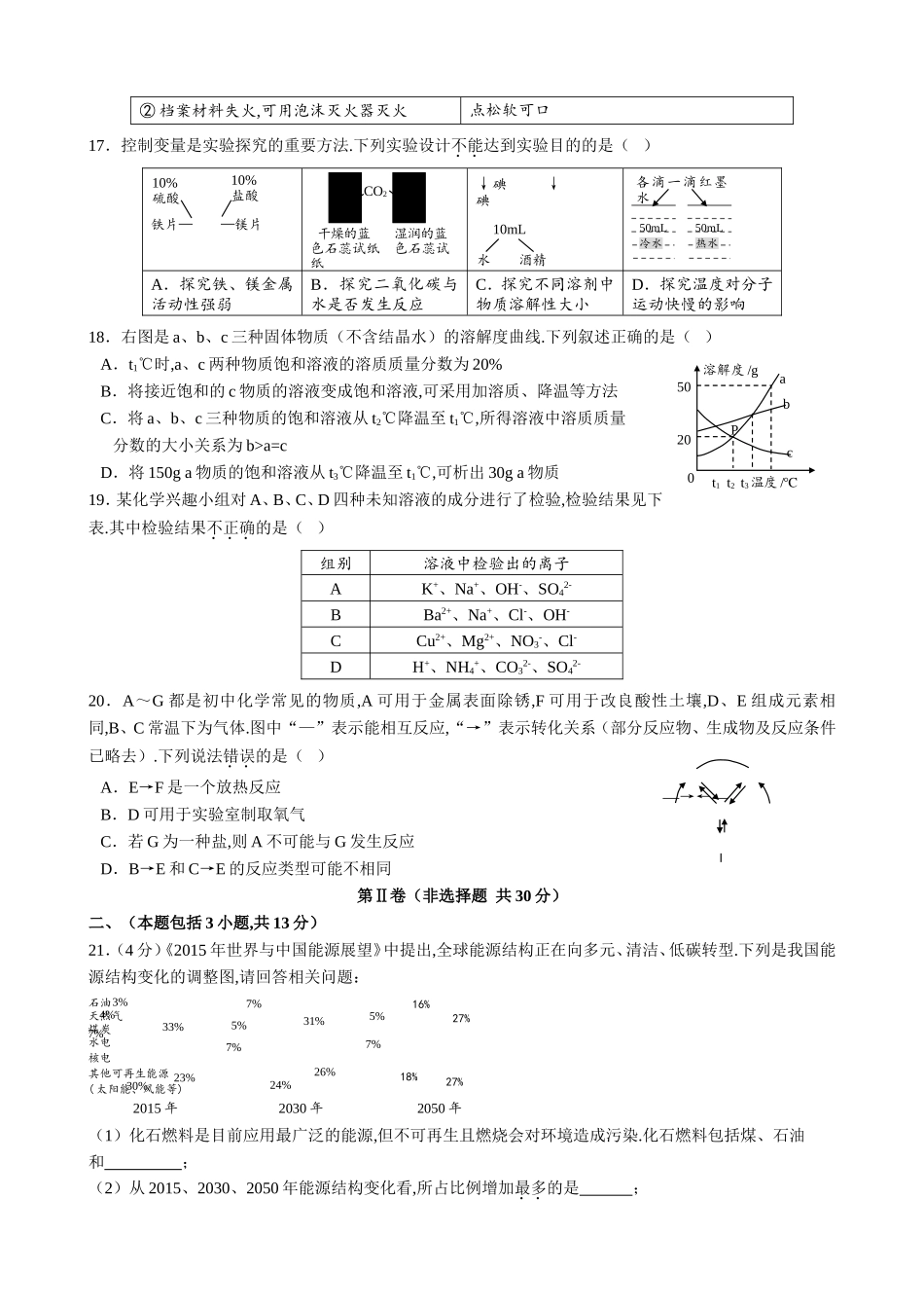 山东省泰安市初中学业水平考试化学试题_第3页