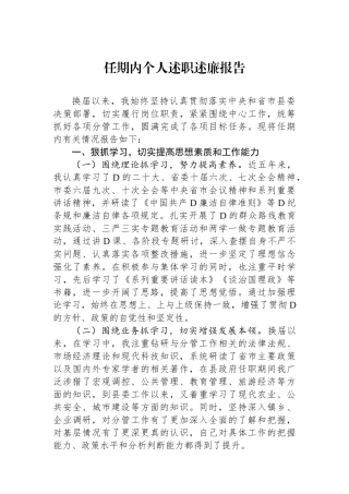 任期内个人述职述廉报告