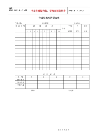 作业标准时间研究表5