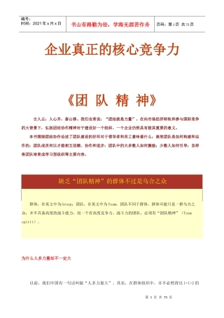 企业真正的核心竞争力——团队精神