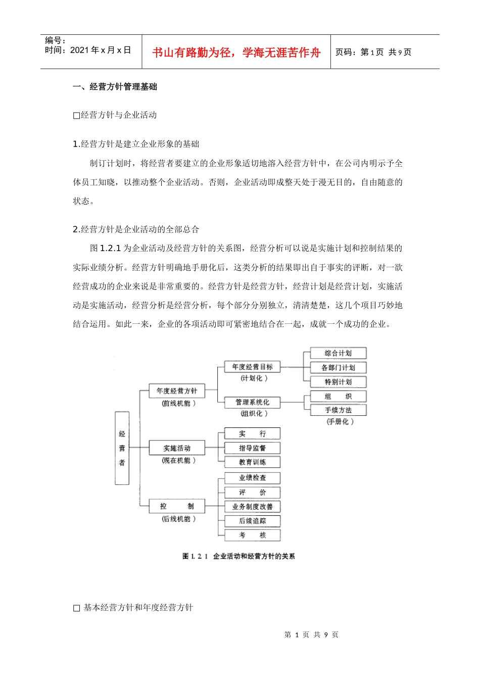 企业经营方针管理制度_第1页