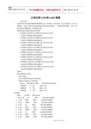使用卷管理工具对sun v250做镜像冗余