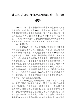 市司法局2023年抓两新组织党建工作述职报告