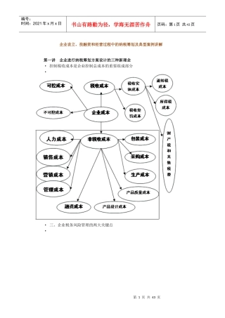 企业设立、投融资和经营过程中的纳税筹划及典型案例讲解