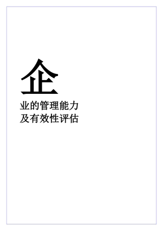 企业的管理能力及有效性评估