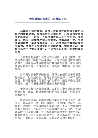 使渠道稳定高效的几点策略（DOC9页）