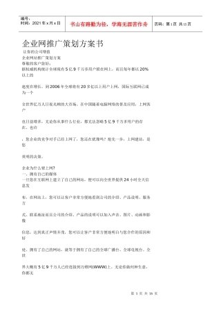 企业网推广策划方案书