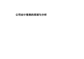公司会计报表的阅读与分析