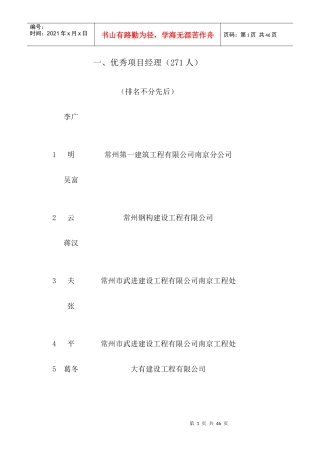 优秀项目经理-一、优秀项目经理（271人）