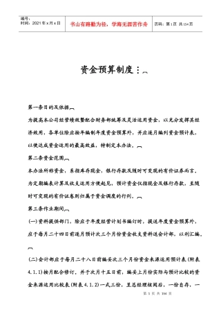 企业资金预算管理制度准则