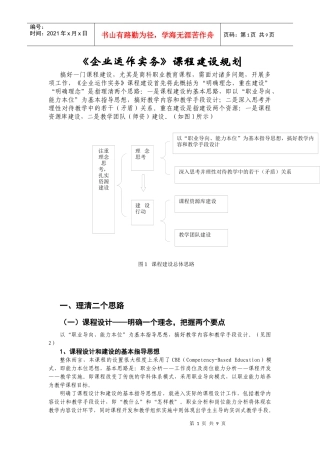 企业运作实务课程建设规划