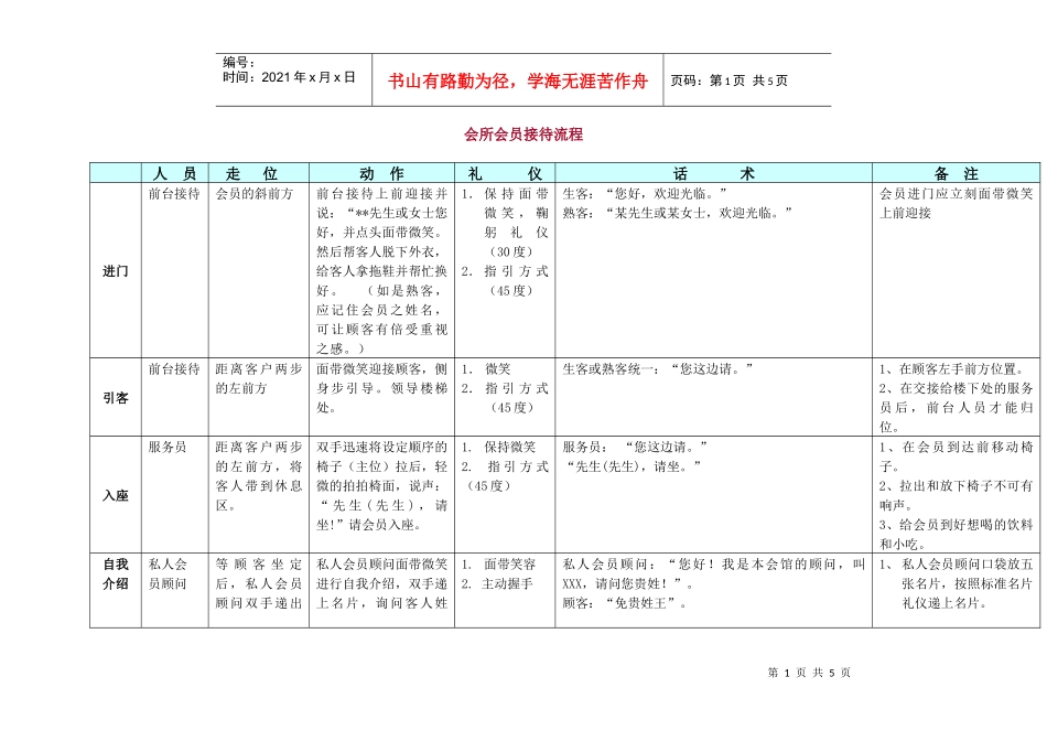 会所会员接待流程_第1页